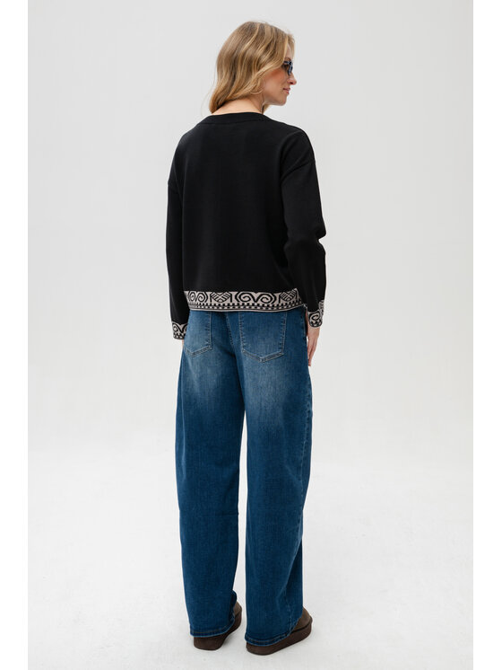 blue shadow blue shadow Sweter Kaps Czarny Regular Fit