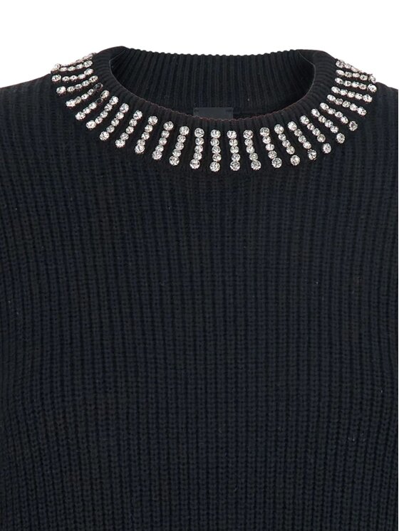 PINKO PINKO Sukienka dzianinowa Ask abito blend con strass Czarny Oversize