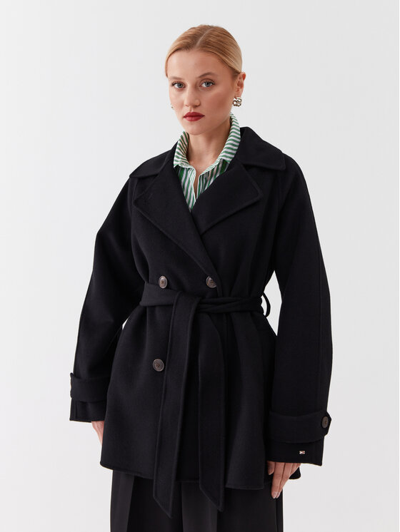 Tommy Hilfiger Tommy Hilfiger Вовняне пальто WW0WW39408 Чорний Relaxed Fit