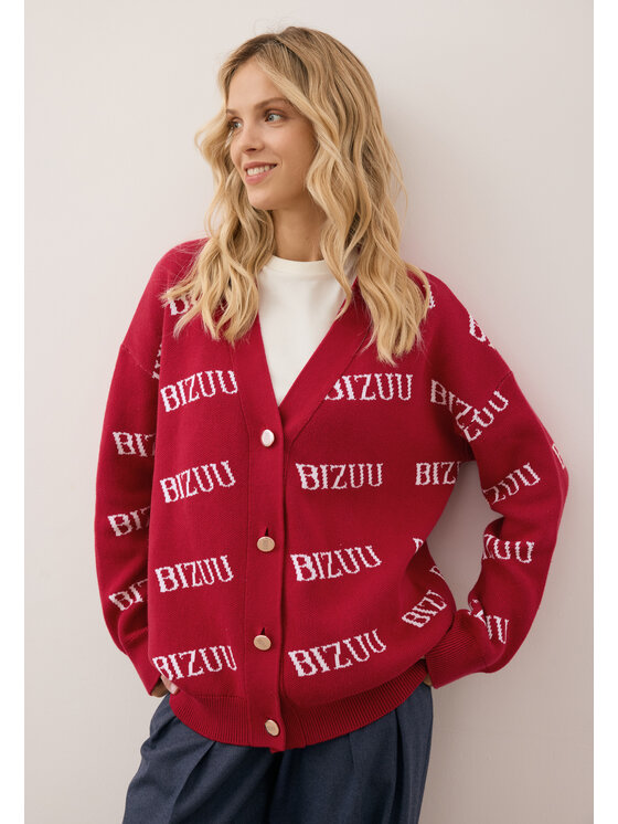 BIZUU BIZUU Kardigan KYLE Czerwony Standard Fit