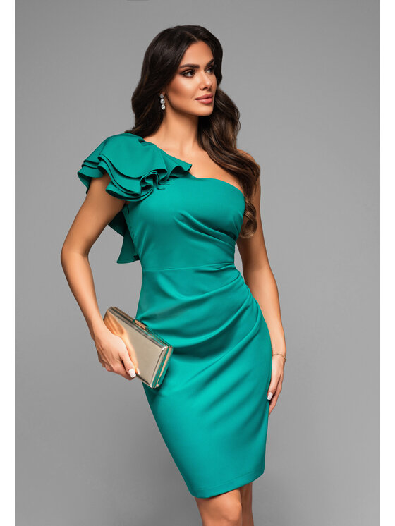 Ombre Ombre Sukienka koktajlowa LA-OM-DLR022 Zielony Regular Fit