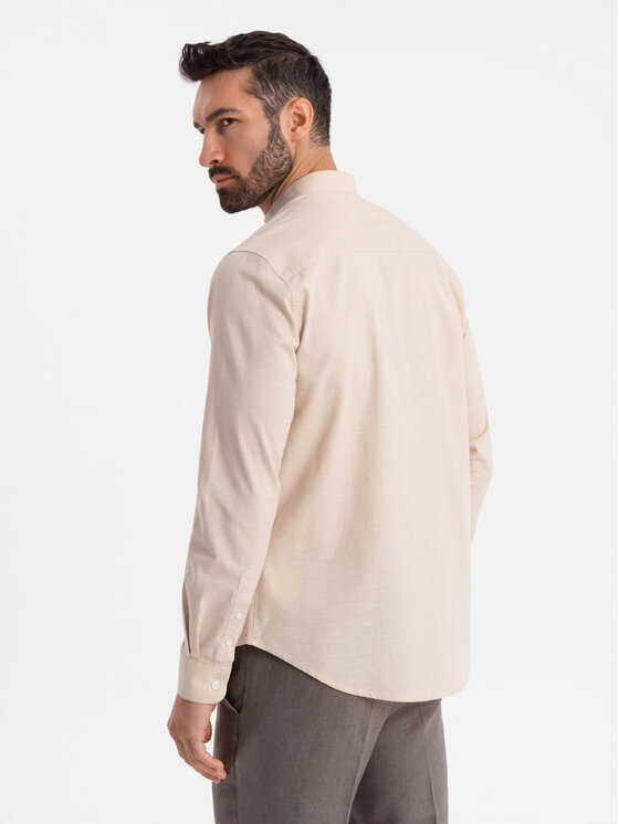 Ombre Ombre Koszula K704 Kremowy Regular Fit