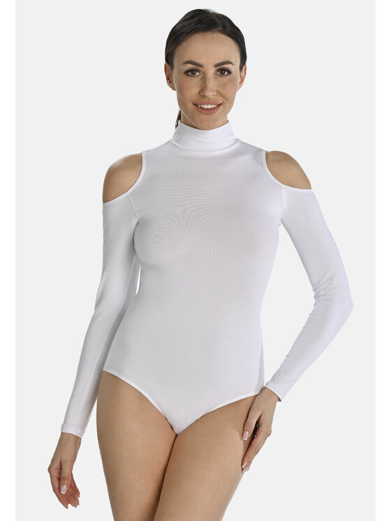 Teyli Damskie Body, rozmiar XS, Białe, z wycięciami na ramionach Janett