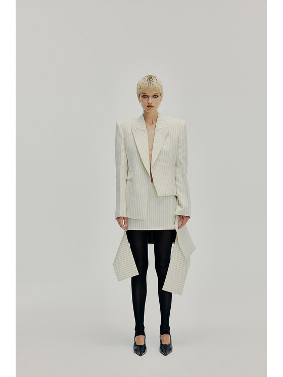 Epuzer Epuzer Marynarka Asymmetrical wool Kremowy Standard Fit