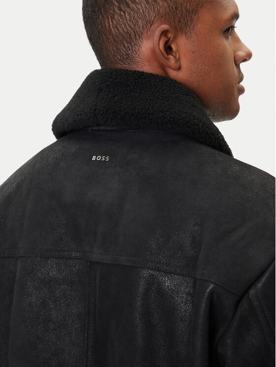 BOSS BOSS Geacă de piele Jonier 50547567 Negru Relaxed Fit