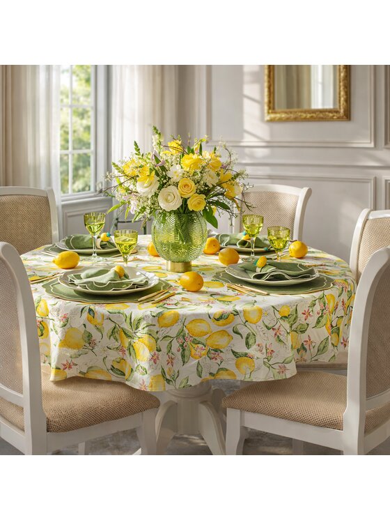Roseberry Home Roseberry Home Obrus z motywem cytryn z wypustką Lemonade Żółty
