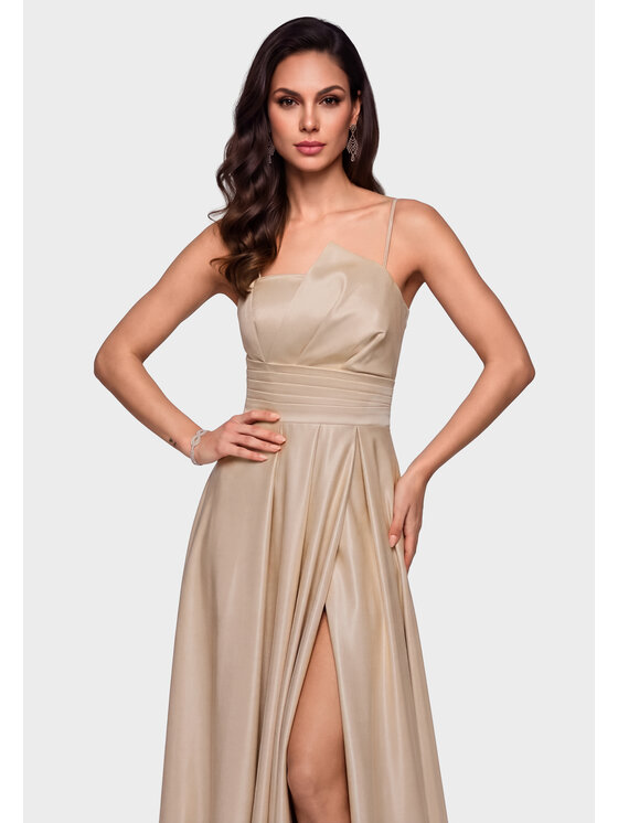 Ombre Ombre Sukienka wieczorowa LA-OM-DLR454 Złoty Regular Fit