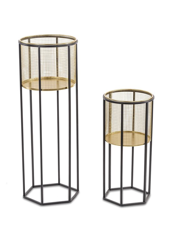 Kwietnik MIAhome, metalowy złoty 2 szt. Minimal