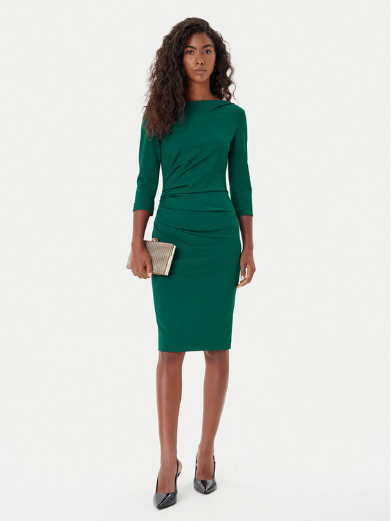 Rinascimento Rinascimento Kokteiļkleita CFC0126154003 Zaļš Slim Fit
