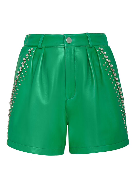 PHILIPP PLEIN PHILIPP PLEIN Szorty skórzane 3275 Zielony Short Fit