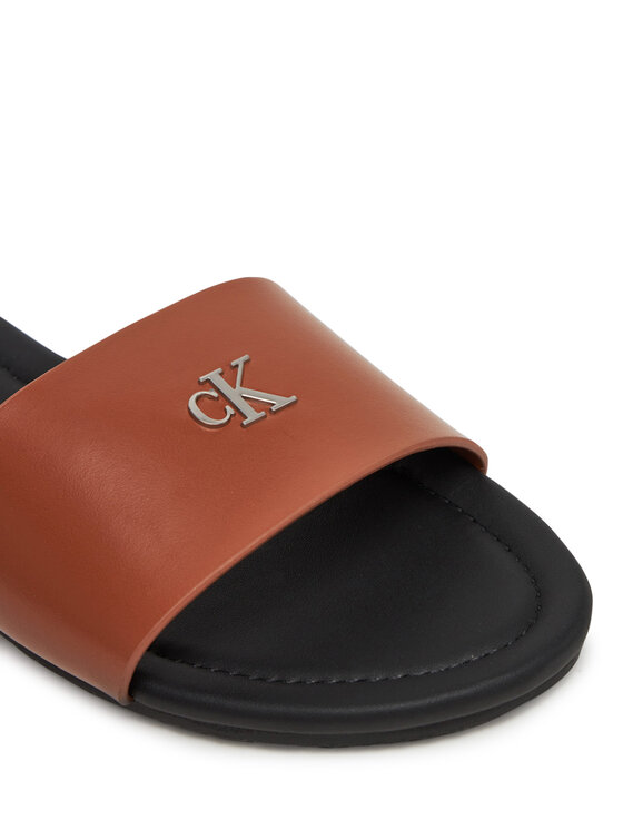 Calvin Klein Jeans Calvin Klein Jeans Natikači Flat Sandal Slide Mg YW0YW01697 Rjava