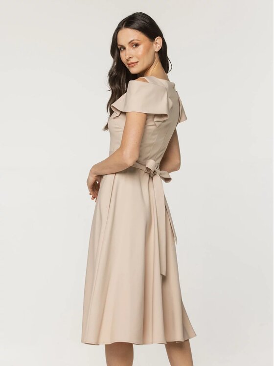 Willsoor Willsoor Sukienka koktajlowa 67957 Beżowy A-Line Fit