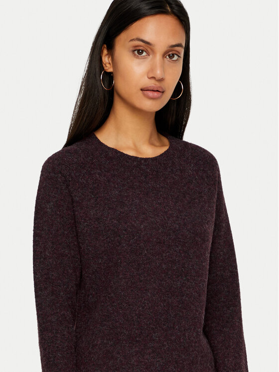Vero Moda Vero Moda Sweter Doffy 10201022 Bordowy Regular Fit