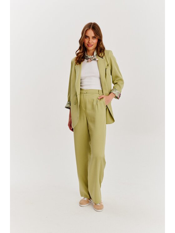 NAOKO NAOKO Spodnie materiałowe Garden Spark Zielony Regular Fit