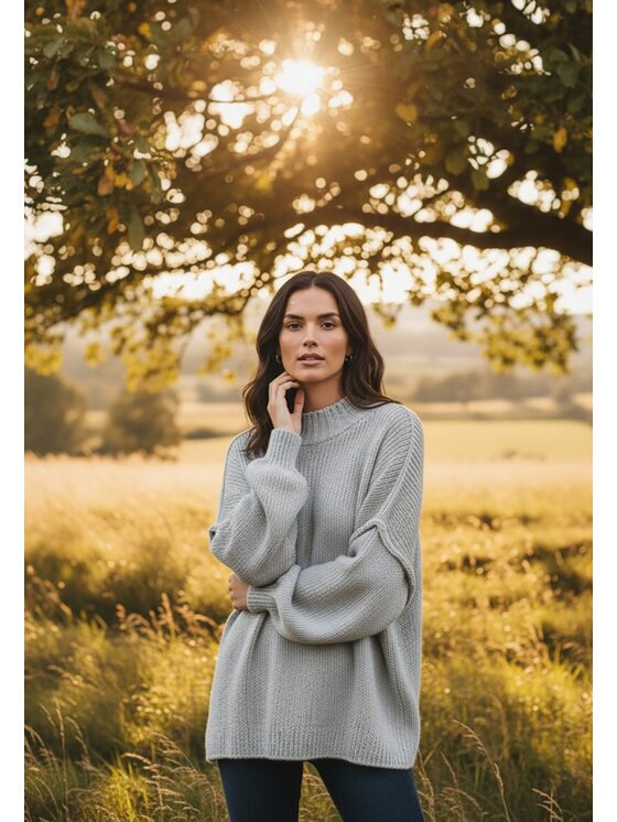 FIGL FIGL Svetr M1238 Šedá Regular Fit