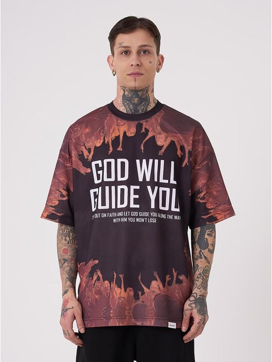 Machinist Machinist T-Shirt Koszulka Z Krótkim Rękawem Oversize Czarna Machinist God Will Guide You M Czarny Oversize