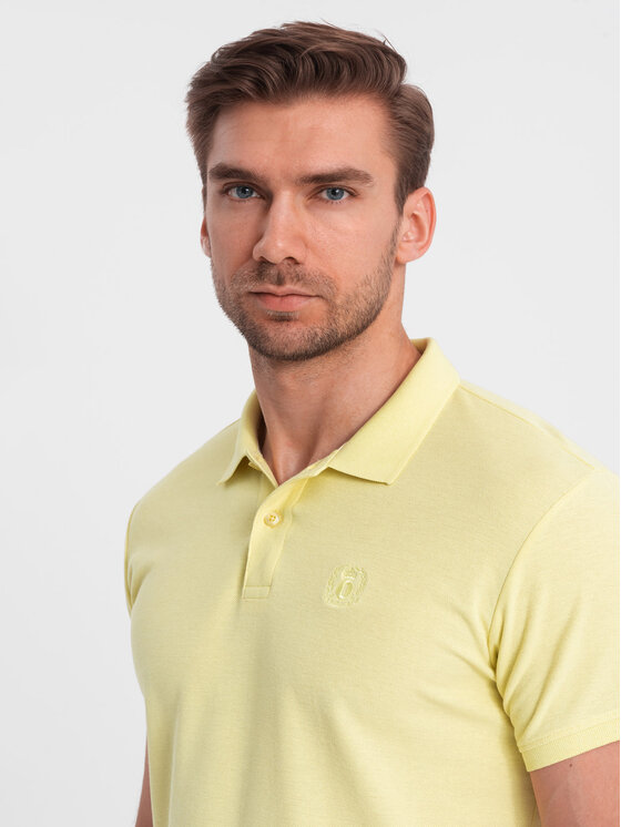 Ombre Ombre Polo OM-POBS-0100 Żółty Regular Fit