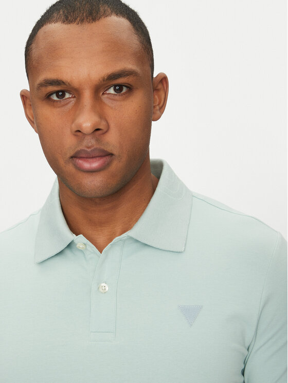 Guess Guess Тениска с яка и копчета M5GP66 J1314 Зелен Regular Fit