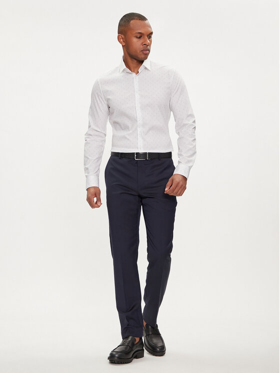 Calvin Klein Calvin Klein Hemd Leaf Print K10K112593 Weiß Slim Fit