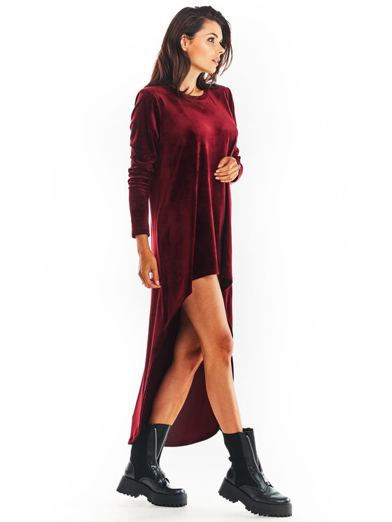 Awama Awama Vestito di maglia A379 Bordeaux Basic Fit