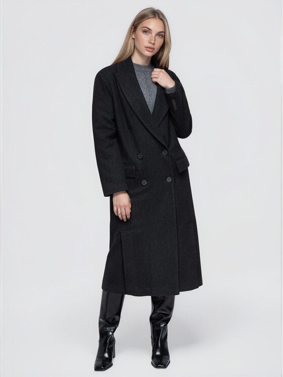 Ombre Ombre Płaszcz przejściowy OW-COLC-0130 Czarny Relaxed Fit