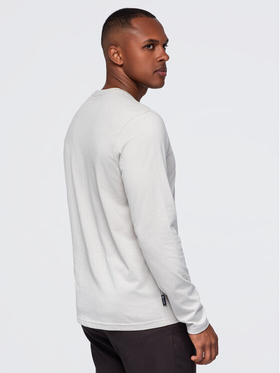 Ombre Ombre Longsleeve OM-LSBL-0143 Beżowy jasny Regular Fit