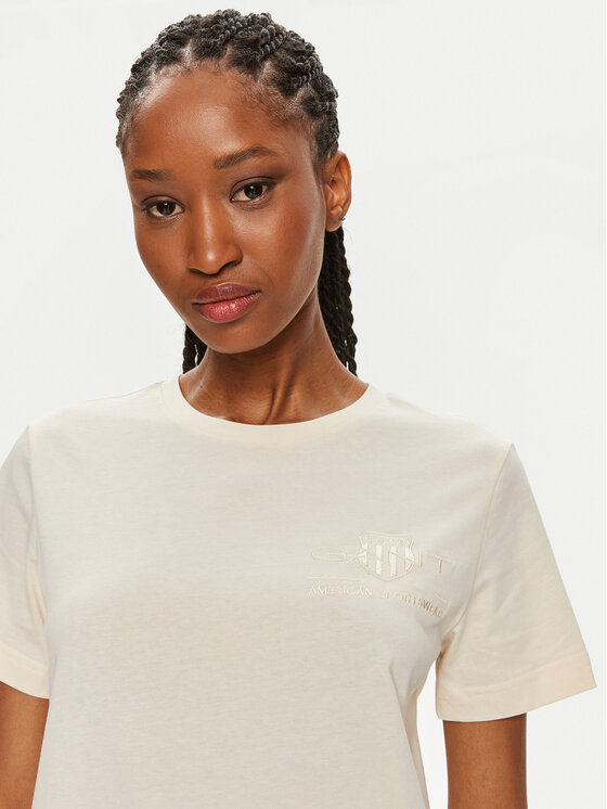 Gant Gant T-Shirt Tonal Shield 4200262 Beige Regular Fit