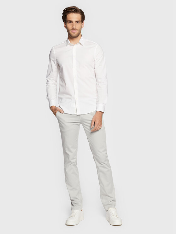 Sisley Sisley Πουκάμισο 5CNX5QL19 Λευκό Slim Fit