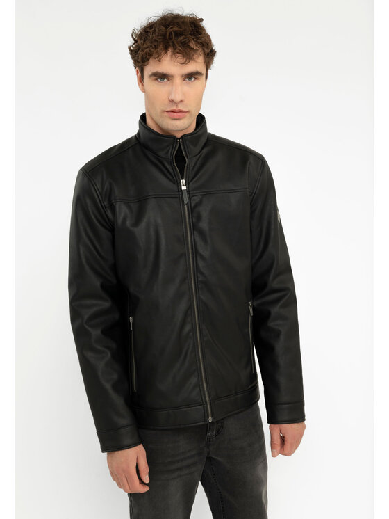Volcano Kurtka skórzana J-FITT Czarny Regular Fit | Modivo.pl
