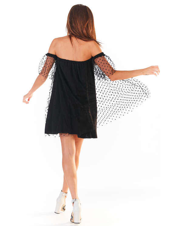Awama Awama Sukienka letnia A355 Czarny Basic Fit