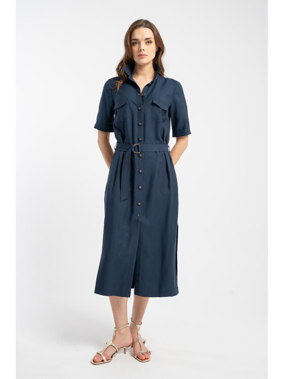 CLICK CLICK Sukienka koszulowa 60-6094 Granatowy Regular Fit