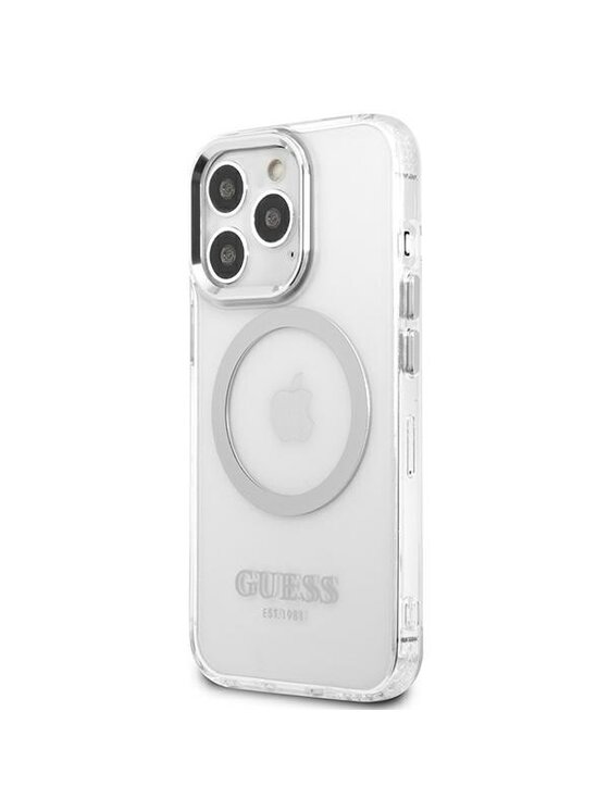 Guess Guess Etui na telefon iPhone 13 Pro Srebrny
