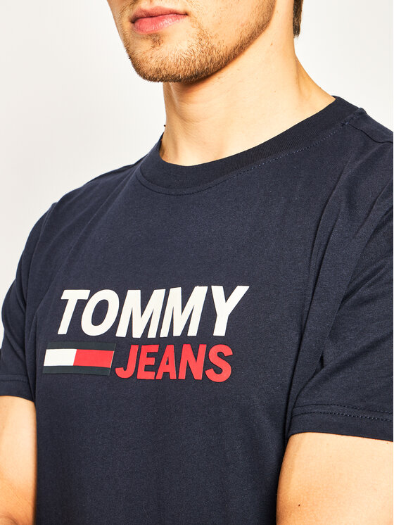 Tommy Jeans T shirt Corp Logo Tee DM0DM07843 Bleu marine Regular