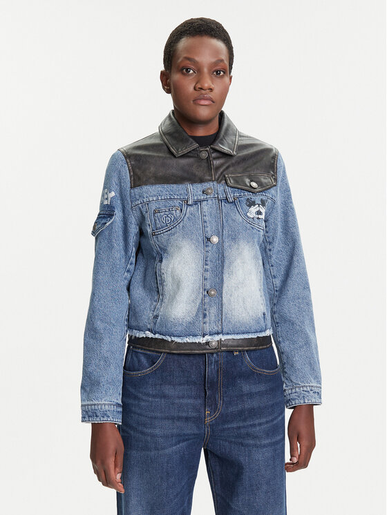 Desigual Desigual Jeansjacke Contrast Mickey 25WWED16 Blau Regular Fit