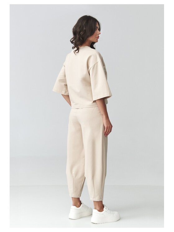 Makadamia Makadamia Dres M916 Beżowy Loose Fit
