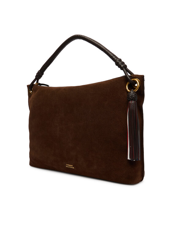 Tommy Hilfiger Tommy Hilfiger Τσάντα Th Statement Leather Bag Suede AW0AW18402 Καφέ
