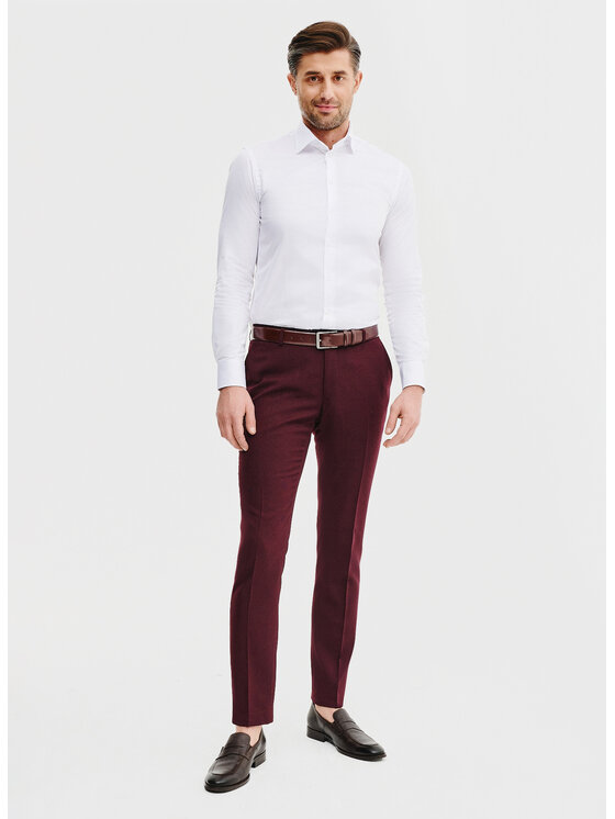 Pako Lorente Pako Lorente Spodnie garniturowe P25SF-6G-003 Bordowy Super Slim Fit