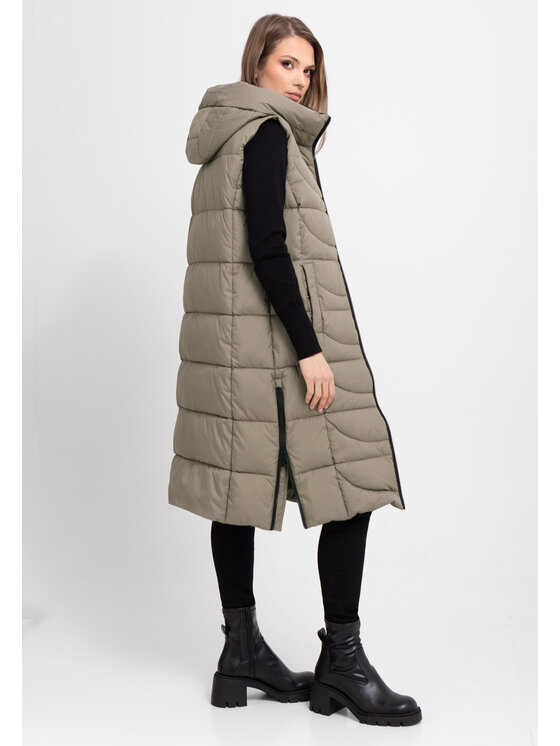 Volcano Volcano Bezrękawnik V-JAVA Beżowy Regular Fit