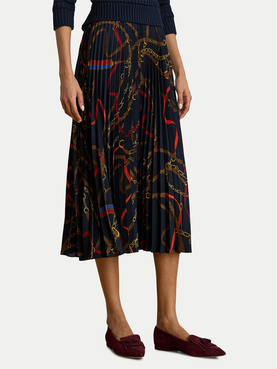LAUREN RALPH LAUREN LAUREN RALPH LAUREN Plisovaná sukně 200P03550001 Tmavomodrá Regular Fit
