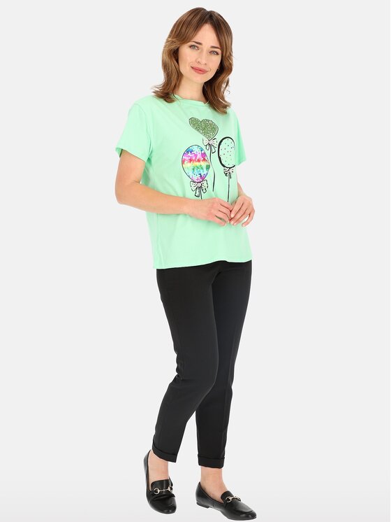 Perso Perso T-Shirt TCE245285F Zielony Regular Fit