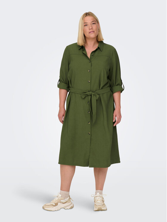 ONLY Carmakoma Robe chemise 15285282 Vert Regular Fit Modivo