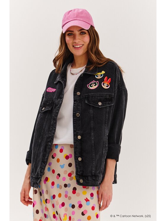 NAOKO NAOKO Kurtka jeansowa Girl Power Czarny Regular Fit