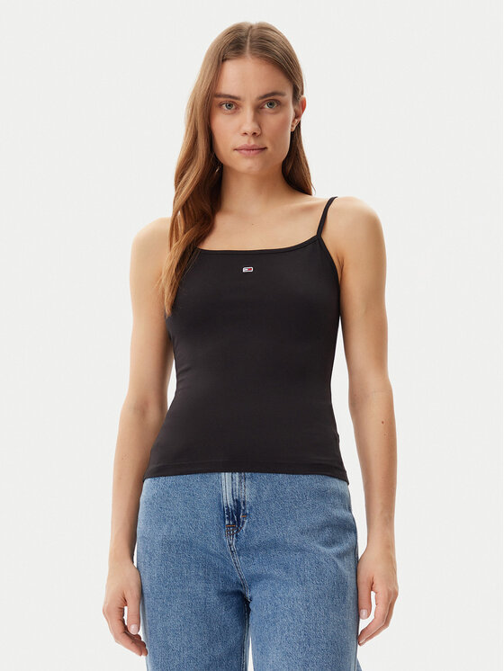 Tommy Jeans Tommy Jeans Top Essential DW0DW20675 Negru Slim Fit