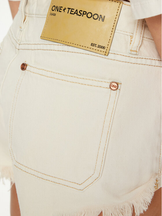 One Teaspoon One Teaspoon Szorty jeansowe Retro Dukes 26801 Écru Regular Fit
