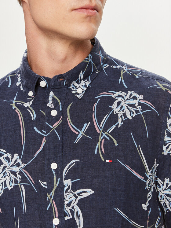 Tommy Hilfiger Hemd Tropical MW0MW34613 Dunkelblau Regular Fit 