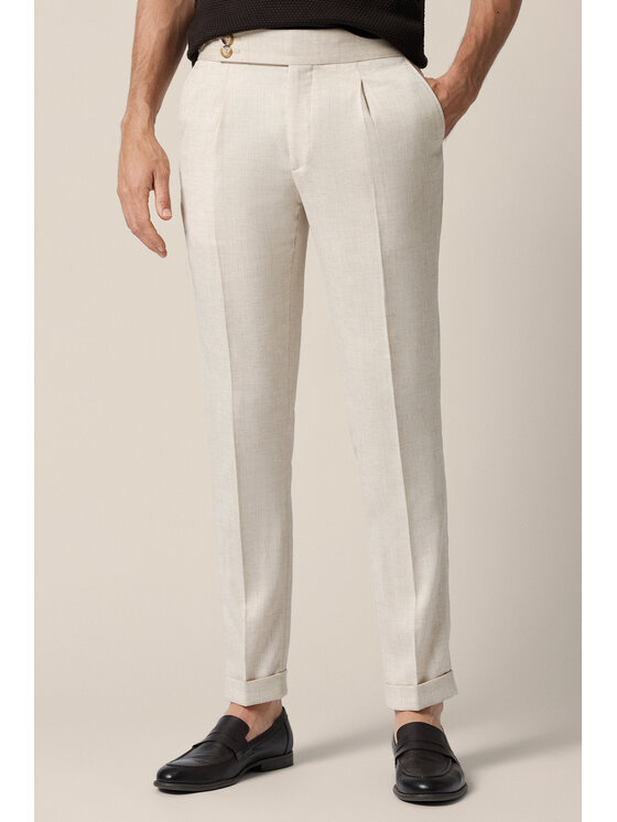 Lancerto Lancerto Spodnie materiałowe Paullo Beżowe SP131126000004 Beżowy Slim Fit