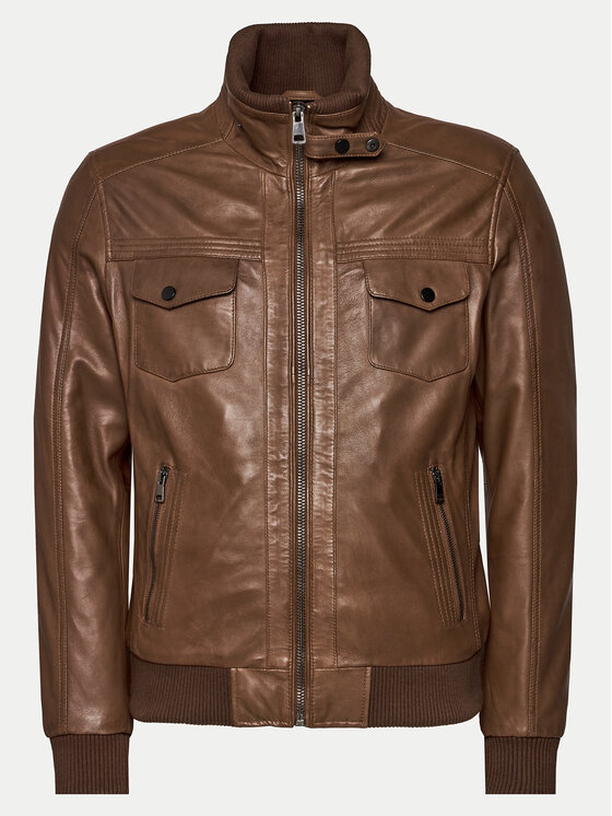 Serge Pariente Serge Pariente Lederjacke Tornade Braun Regular Fit