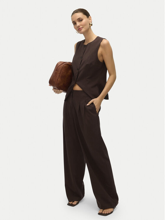 Vero Moda Vero Moda Spodnie materiałowe Sigga 10336315 Brązowy Wide Leg