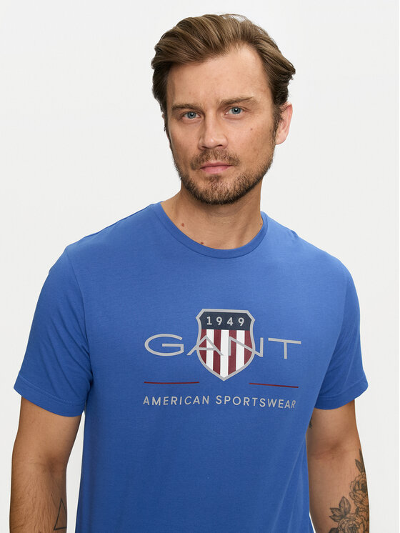 Gant Gant T-Shirt Archive Shield 2003199 Niebieski Regular Fit