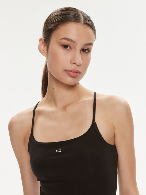 Tommy Jeans Tommy Jeans Rochie de vară Essential DW0DW17988 Negru Slim Fit